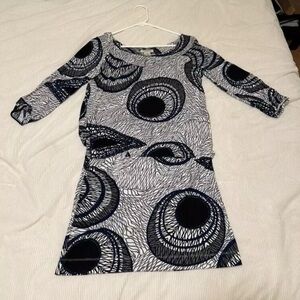 Vertigo Paris Black and White Bateau Neck Sheath Dress